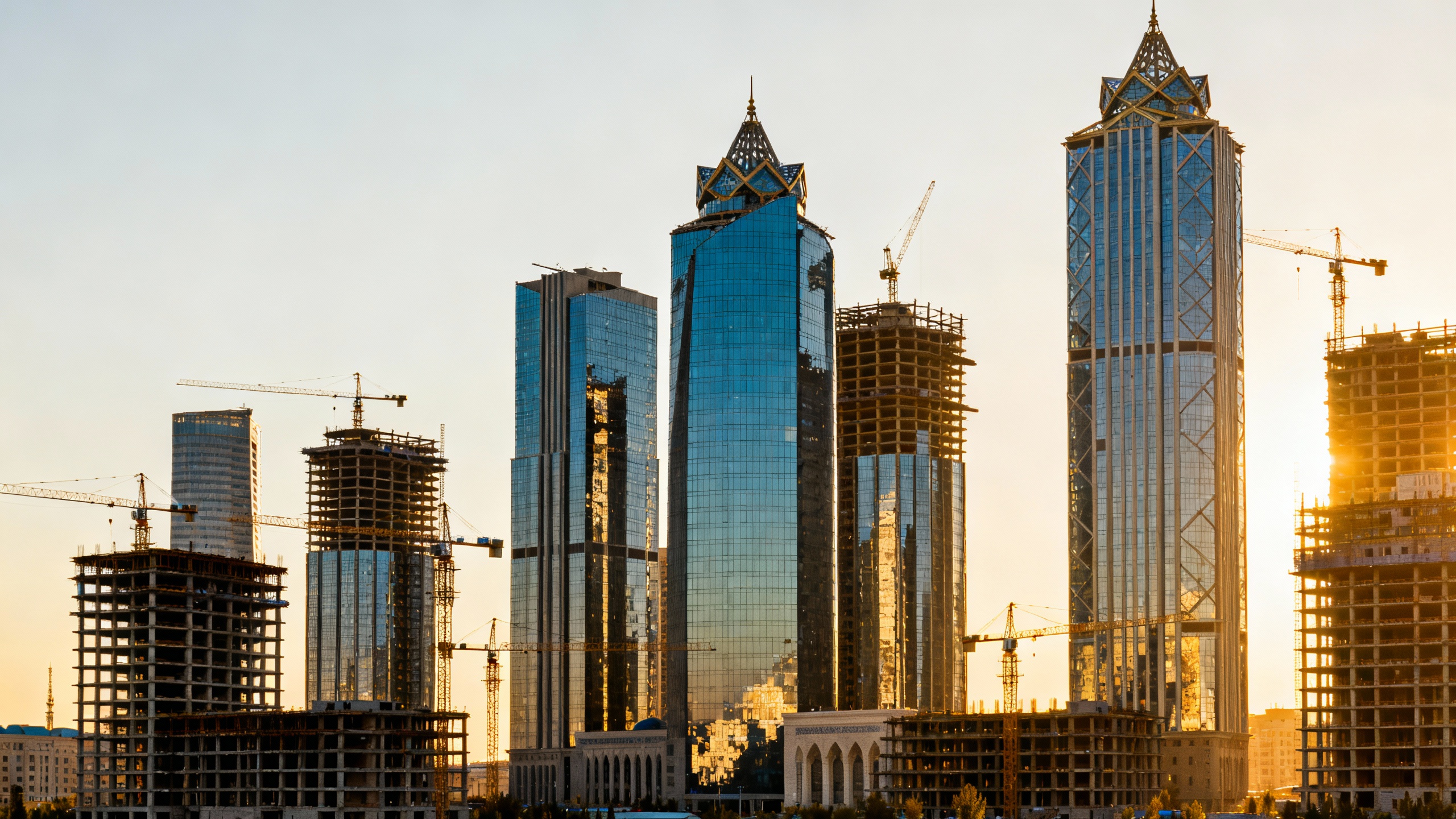Central Asian Modern City Skyline Construction