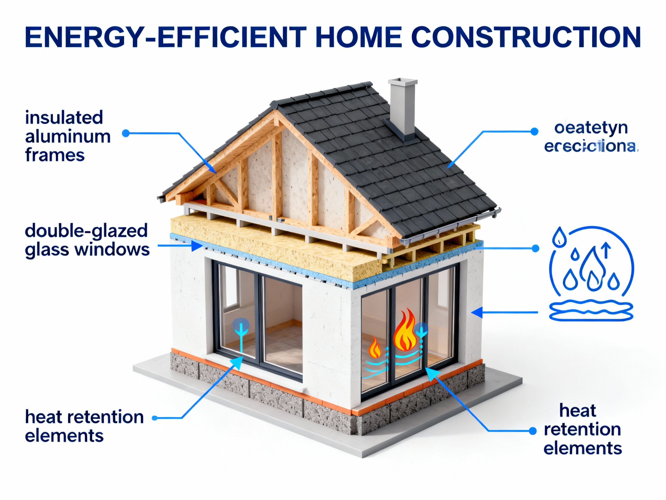 Energy Efficiency Home Cross Section Infographic