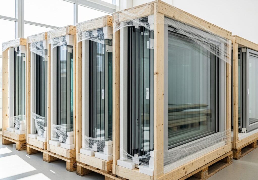 packed aluminum windows ready transport
