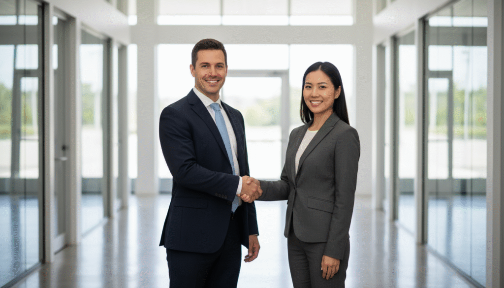 商务合作洽谈展厅握手